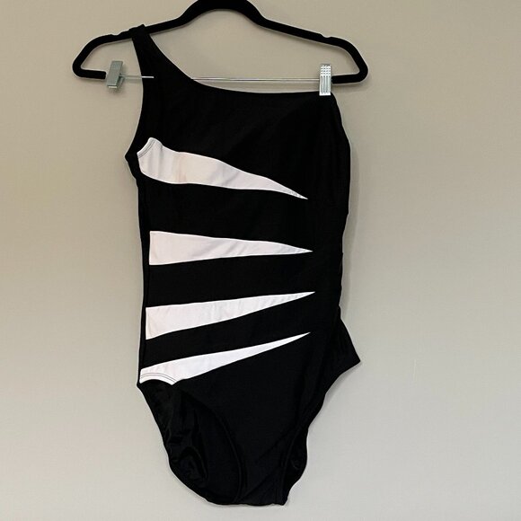 Classic Black and White One Should Swimsuit Size 14 - Picture 1 of 4